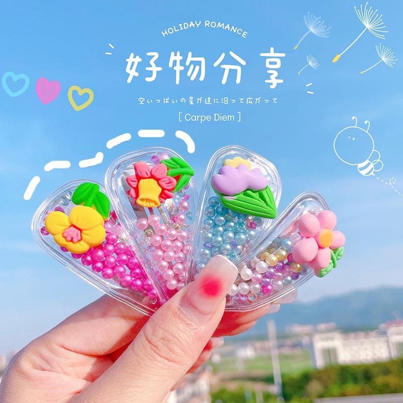 [現貨]女童彩珠流沙髮夾(5件組)  甜美可愛髮飾 瀏海夾-細節圖4