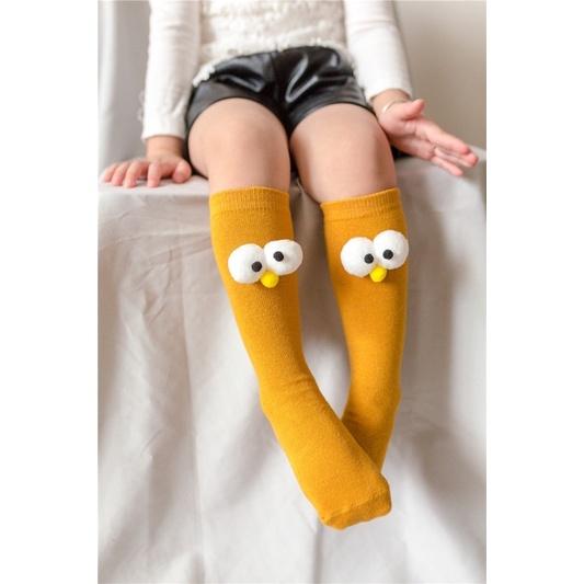 [現貨]兒童立體大眼睛中筒襪 前後可穿百搭親子襪 中筒可愛長襪 堆堆襪子-細節圖6