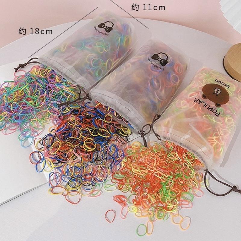 [現貨]兒童不易斷一次性髮圈4000入（贈收納袋）高彈力寶寶髮圈 女童不傷髮橡皮筋-細節圖2