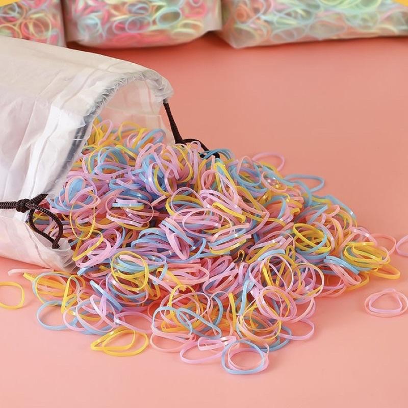 [現貨]兒童不易斷一次性髮圈4000入（贈收納袋）高彈力寶寶髮圈 女童不傷髮橡皮筋-細節圖3