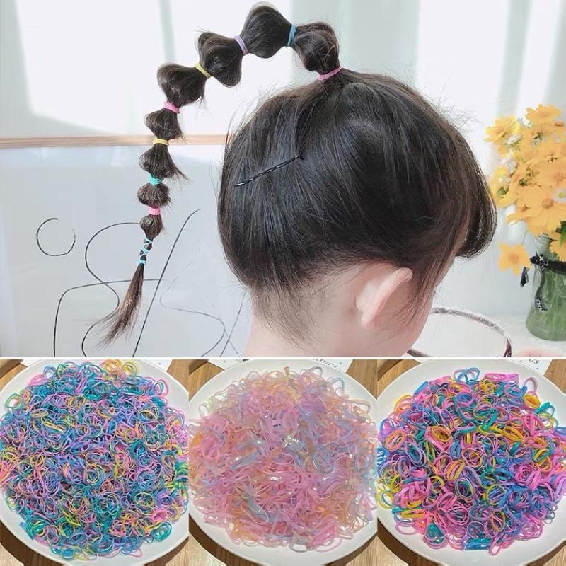 [現貨]兒童不易斷一次性髮圈4000入（贈收納袋）高彈力寶寶髮圈 女童不傷髮橡皮筋-細節圖5