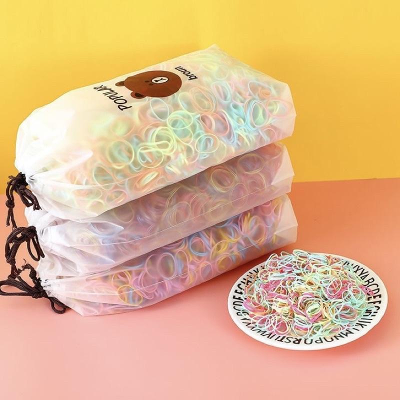 [現貨]兒童不易斷一次性髮圈4000入（贈收納袋）高彈力寶寶髮圈 女童不傷髮橡皮筋-細節圖9