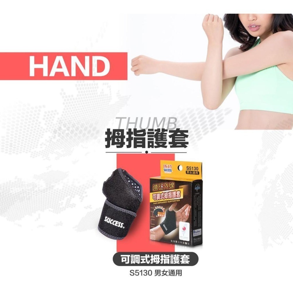 【維玥體育】成功 SUCCESS S5130 遠紅外線可調式拇指護套 拇指護套 (1入)-細節圖4