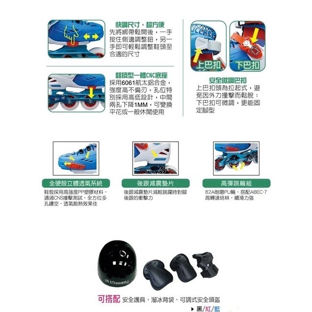 【維玥體育】成功 SUCCESS S0410 硬殼鋁合金直排鞋 溜冰鞋組 (含頭盔、護具、背袋)  (超商限一組)-細節圖4