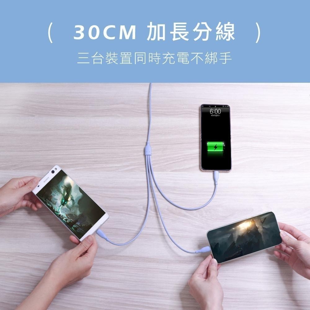 【KINYO】三合一急速快充線(長) (USB)充電線 多合一功能線 Type-C 8 PIN Micro USB-細節圖6