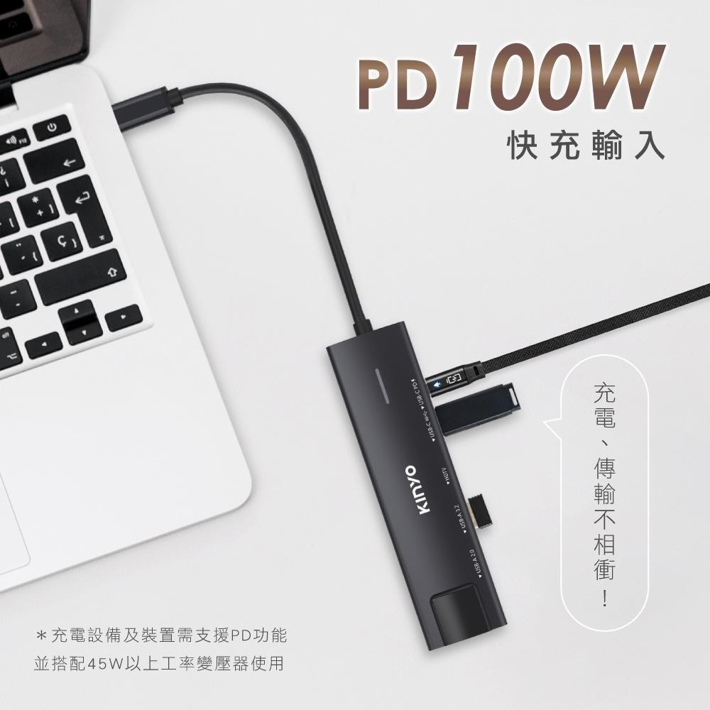 【KINYO】六合一多功能擴充座 (KCR) PD快充 RJ45 100Mbps高速乙太網路 HDMI 4K輸出-細節圖4