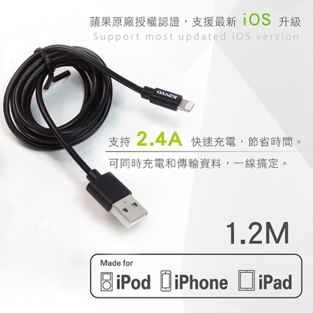 【KINYO】蘋果認證充電傳輸線-1.2M (USBAP) MFI認證 C89晶片 2.4A USB傳輸 只剩白色-細節圖6