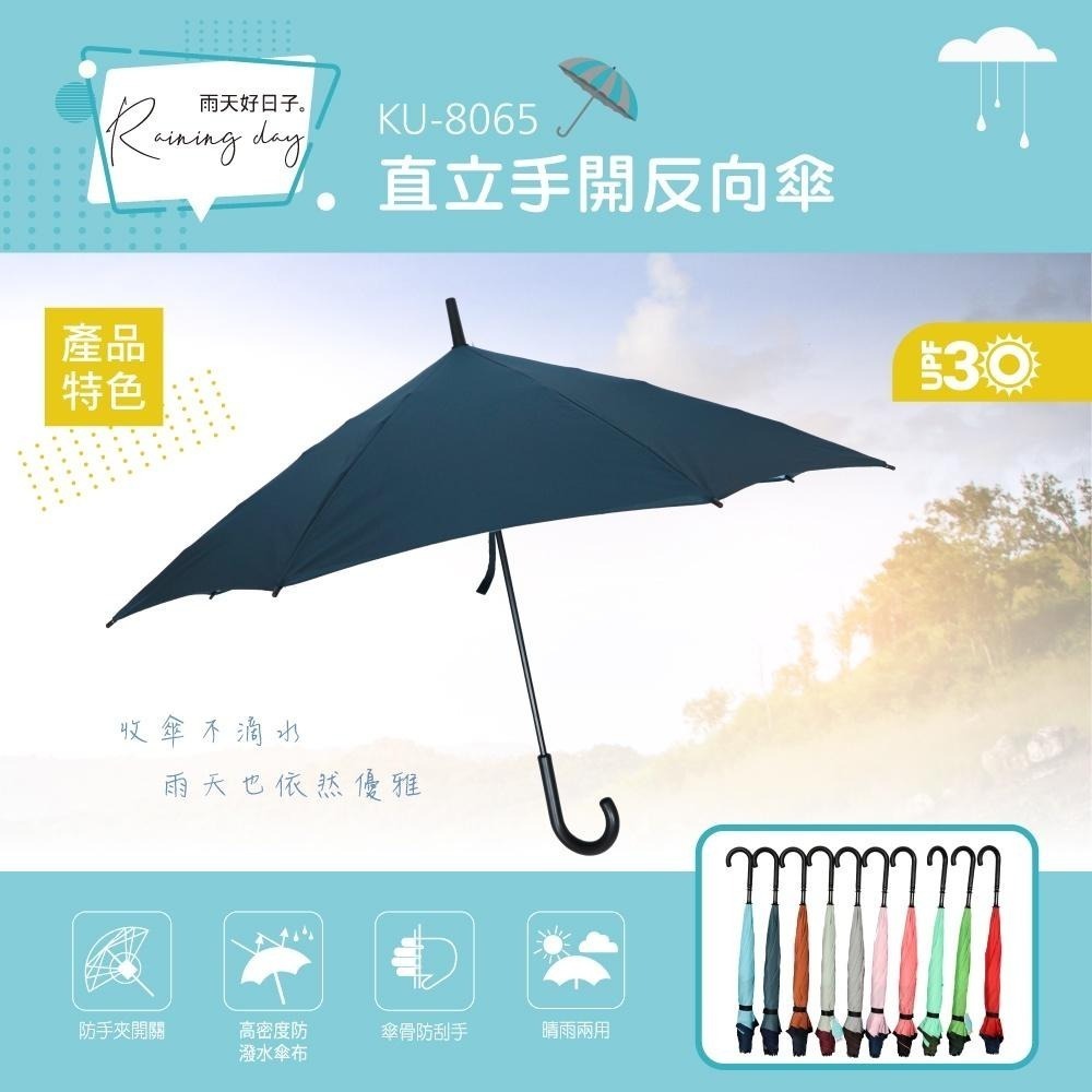 【KINYO】直立手開反向傘 (KU)抗風 雨天必備 防潑水傘布-細節圖2