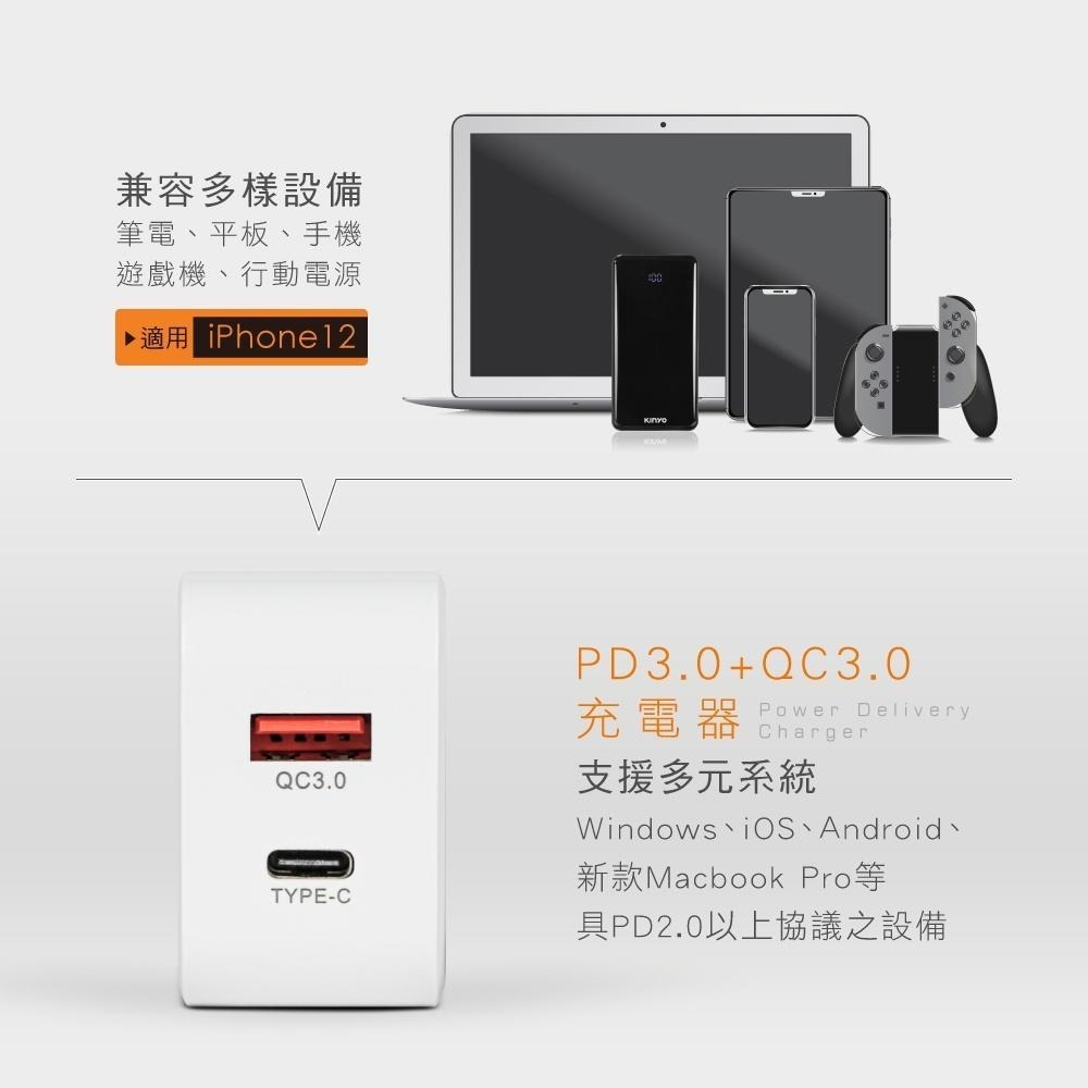 【KINYO】雙孔PD充電器18W (PDCB) Type-C / USB A 折疊式插頭 PD快充-細節圖6