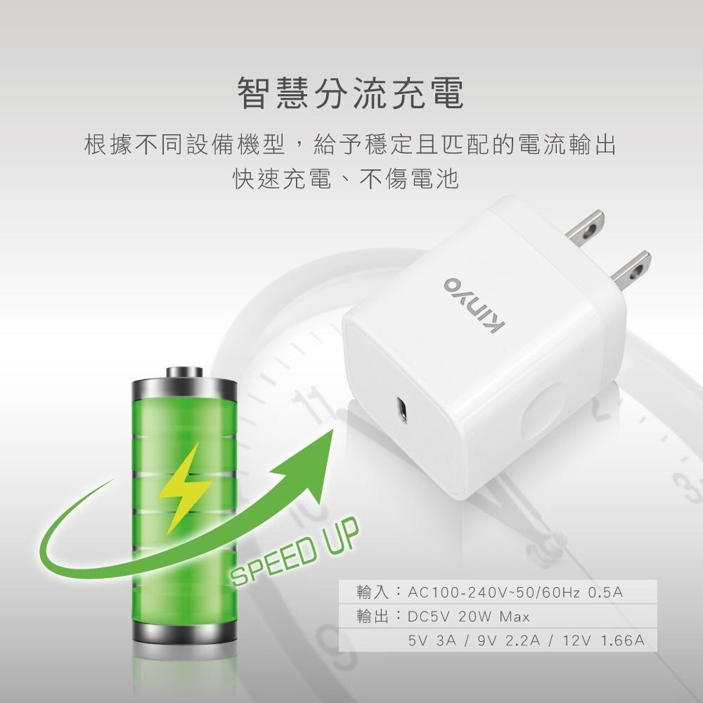 【KINYO】單孔PD充電器20W (PDCB) 快充Type C孔  支援20W  Max 100-240V通用-細節圖5