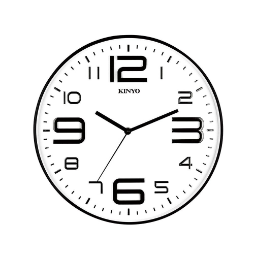 【KINYO】14吋簡約浮雕靜音掛鐘 (CL) 時鐘 大數字立體造型