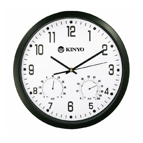【KINYO】14吋溫濕度計靜音掛鐘 (CL) 時鐘 溫度及濕度顯示 大數字設計
