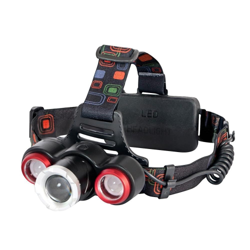 【KINYO】USB充電式三頭變焦頭燈 (LED)充電式 三頭燈 T6+ XPE 照射500Ｍ | 登山 探照燈