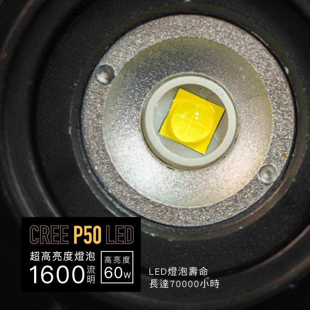 【KINYO】P50強光變焦頭燈 (LED) 充電式 三段光源 IPX5防水 照射1000M | 露營 登山-細節圖6