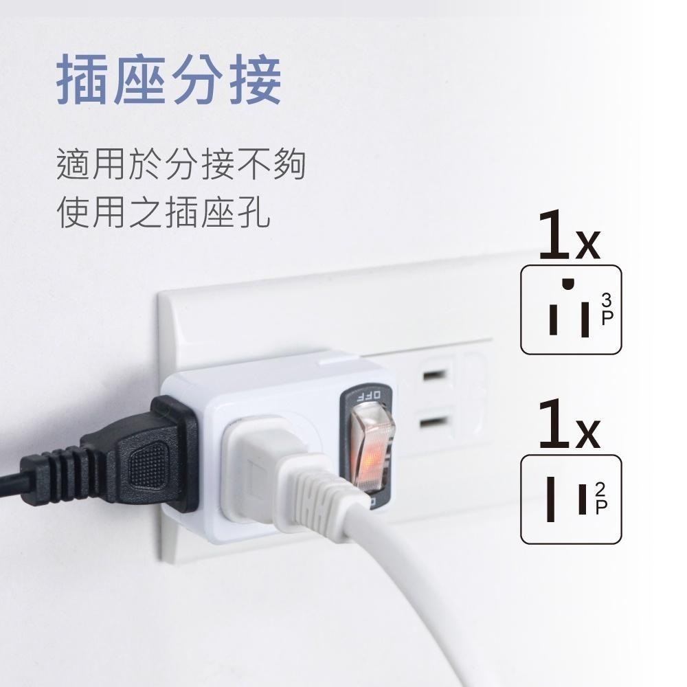 【KINYO】節電1開2插分接器 2P+3P (MR) 插座 插頭-細節圖5