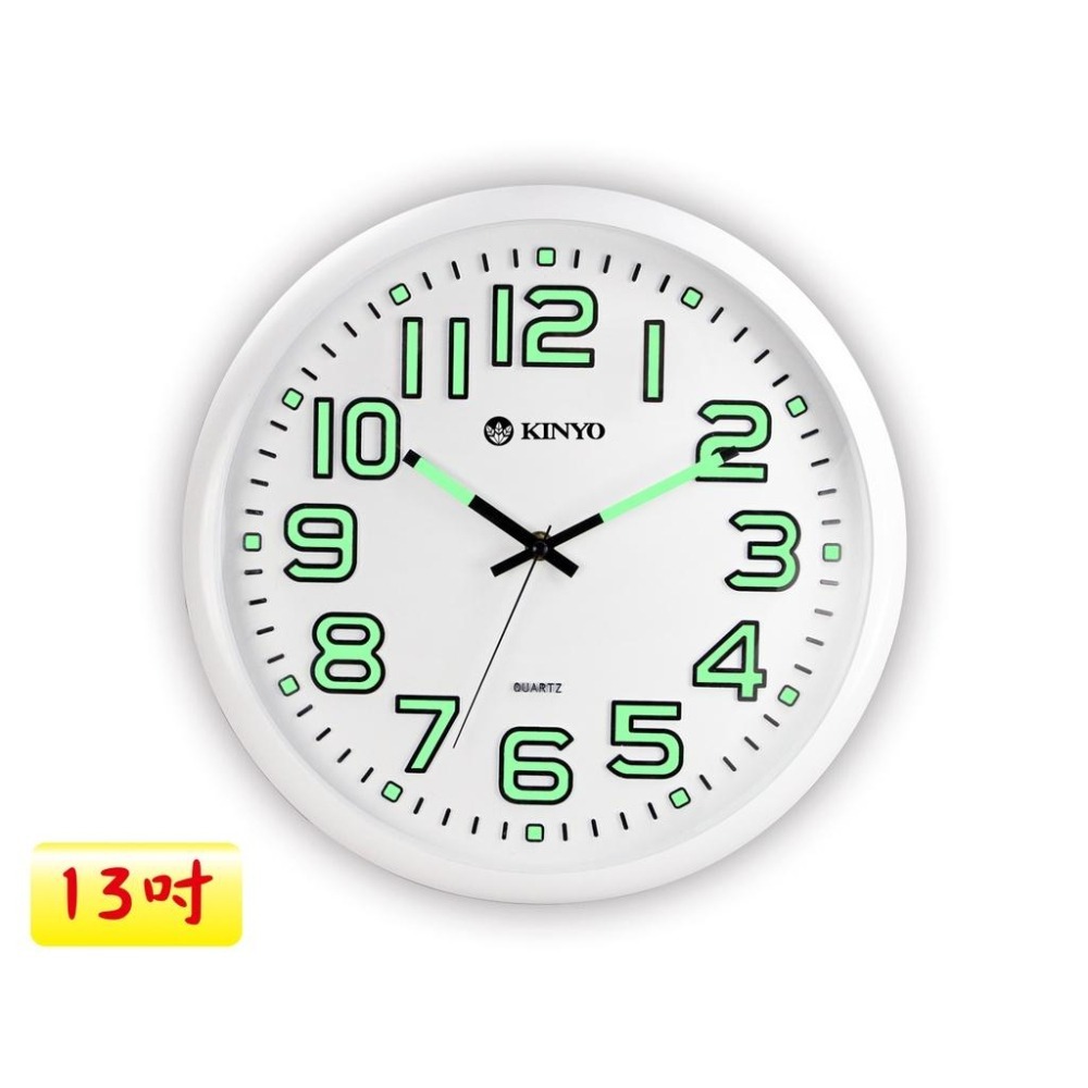 【KINYO】夜光靜音掛鐘 (CL) 時鐘 螢光設計-細節圖2