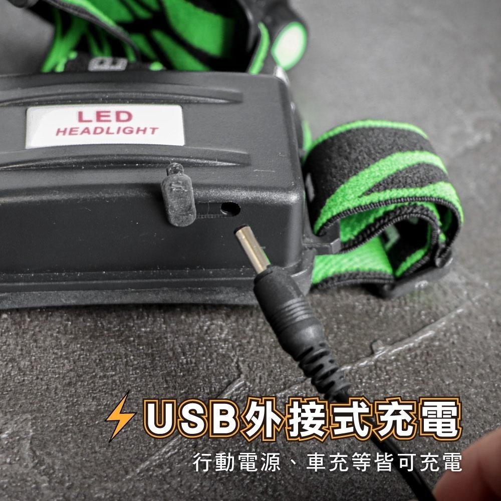 【KINYO】USB充電式高亮度頭燈 (LED) 充電式 T6 四段光源 IPX5防水 | 登山 探照燈-細節圖4