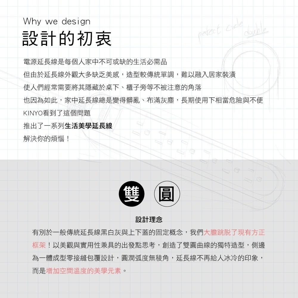 【KINYO】1開6插雙圓延長線(CGCR) 6呎 耐燃材質 防突波 | 台灣製造-細節圖3