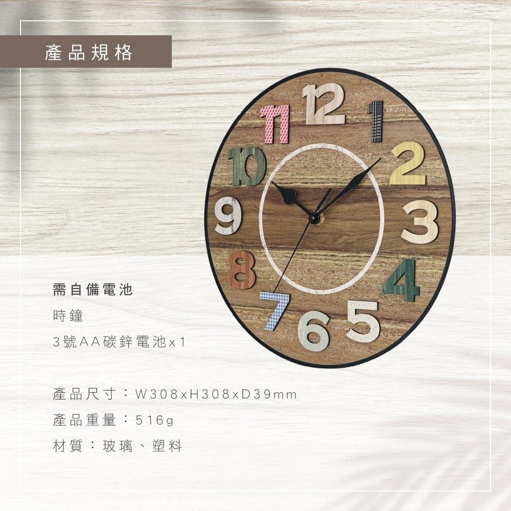 【KINYO】12吋鄉村風立體數字掛鐘 (CL) 時鐘-細節圖7