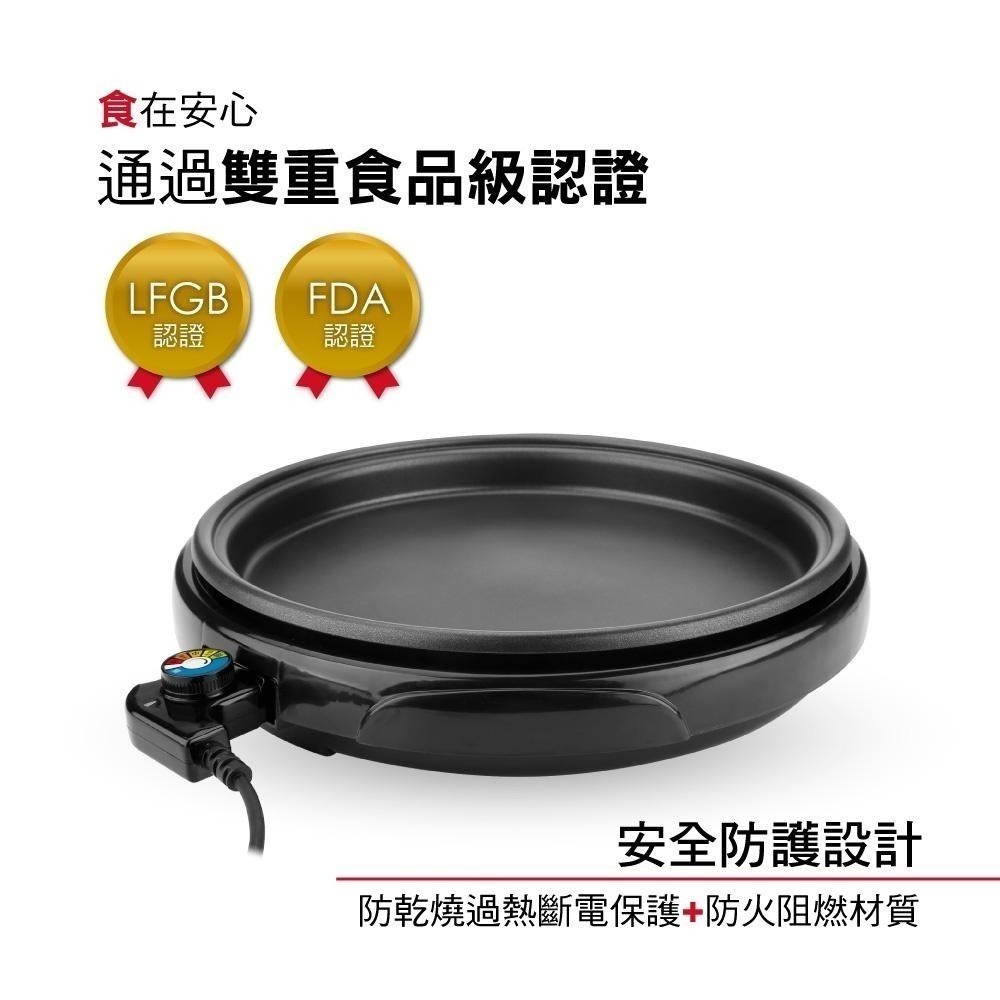 【KINYO】多功能圓形電烤盤(BP) 1400W  37cm大盤徑 不沾塗層 | 無煙烤肉 壽喜燒 FLP-細節圖4
