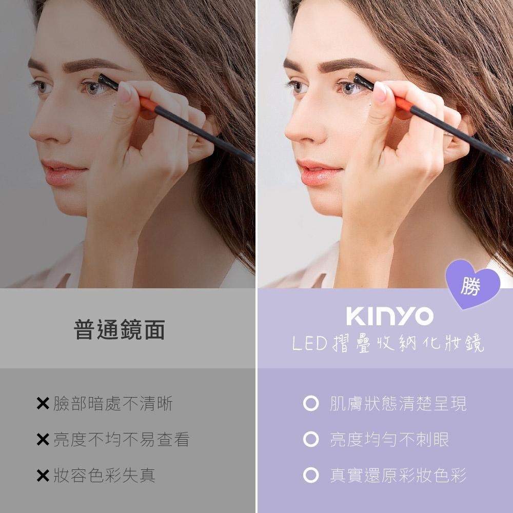 【KINYO】LED摺疊收納化妝鏡(BM) 充電式 迷你外型 自然光 ｜原廠一年保固-細節圖8