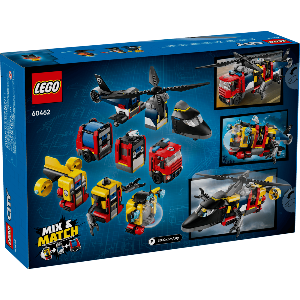 [ 必買站 ] LEGO 60462 直升機、消防車和潛水艇套裝 CITY 系列-細節圖2