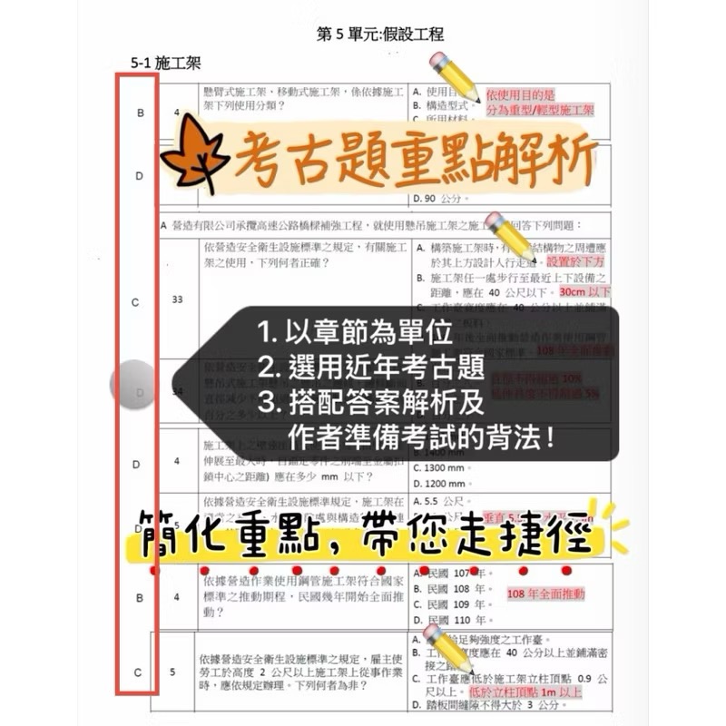 最新!工地主任 有解答的考古題（含2025第三梯次）重點講解+快速背法！試題精選解析 工地主任筆記 工地主任考古題-細節圖3