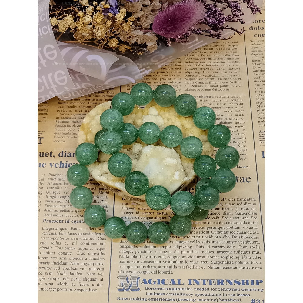 【甜姐兒】綠草莓晶手鍊 水晶 手珠 手串 手鍊 DIY 設計款 材料珠 圓珠 天然水晶 水晶手鍊 水晶串珠 飾品 手環-細節圖5