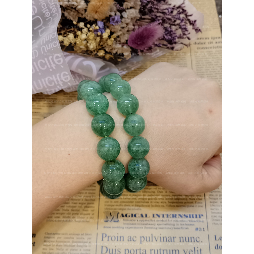 【甜姐兒】綠草莓晶手鍊 水晶 手珠 手串 手鍊 DIY 設計款 材料珠 圓珠 天然水晶 水晶手鍊 水晶串珠 飾品 手環-細節圖6