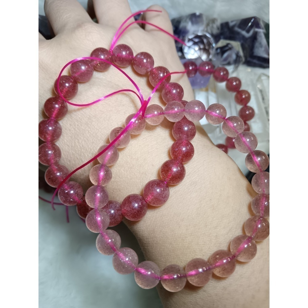 【甜姐兒】草莓晶手鍊 水晶 手珠 手串 手鍊 DIY 設計款 材料珠 圓珠 天然水晶 水晶手鍊 水晶串珠 飾品 手環-細節圖3