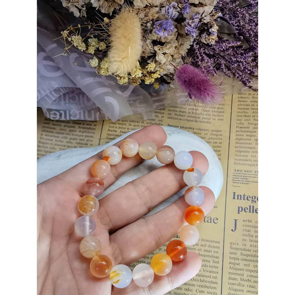 【甜姐兒】淺色瑪瑙手鍊 水晶 手珠 手串 手鍊 DIY 設計款 材料珠 圓珠 天然水晶 水晶手鍊 水晶串珠 飾品 手環-細節圖2