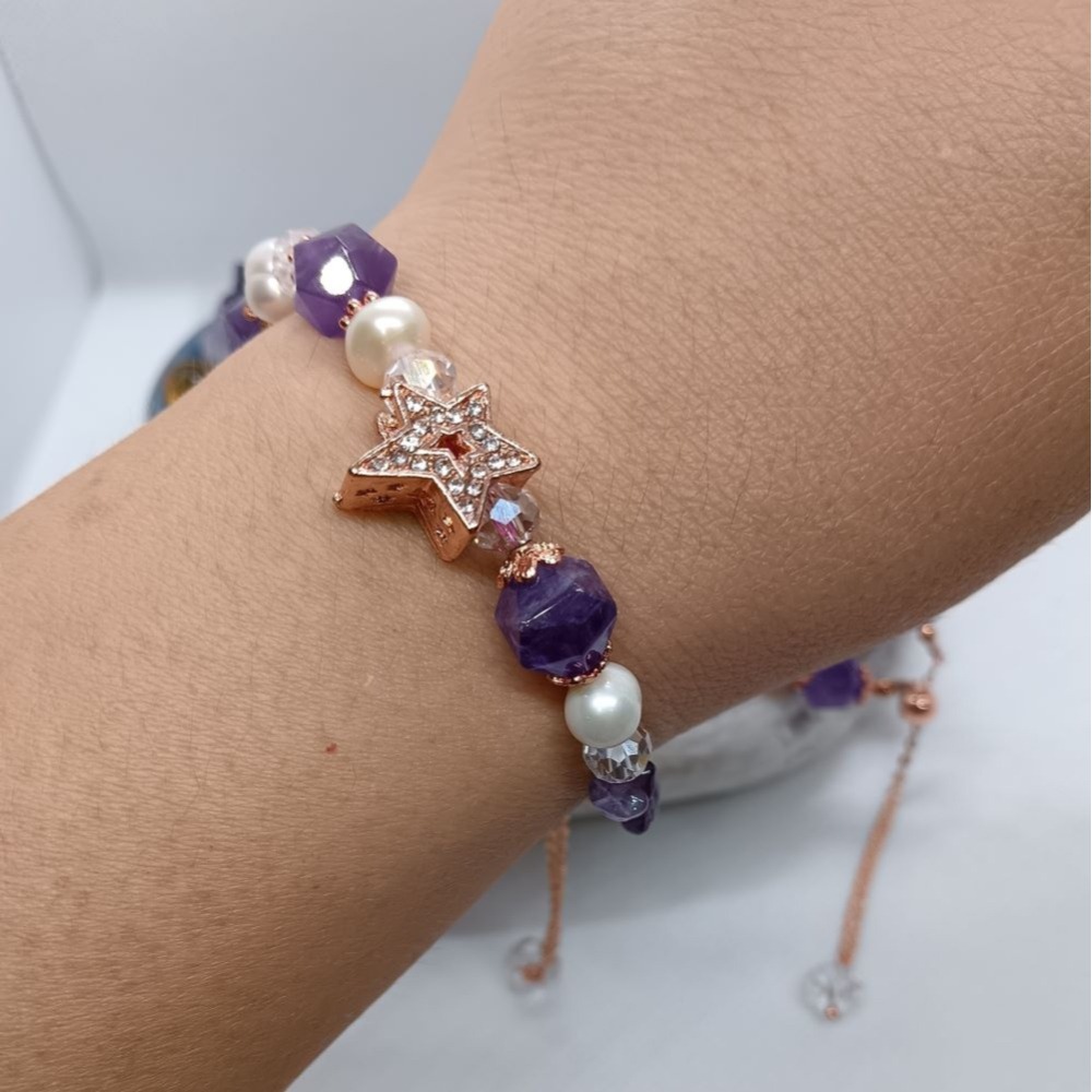【甜姐兒】小眾設計典雅水晶手鍊 紫水晶 珍珠 水晶 手串 手鍊 DIY 設計款 材料珠 天然水晶 水晶手鍊 飾品 手環-細節圖5