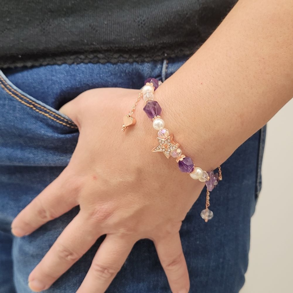 【甜姐兒】小眾設計典雅水晶手鍊 紫水晶 珍珠 水晶 手串 手鍊 DIY 設計款 材料珠 天然水晶 水晶手鍊 飾品 手環-細節圖8