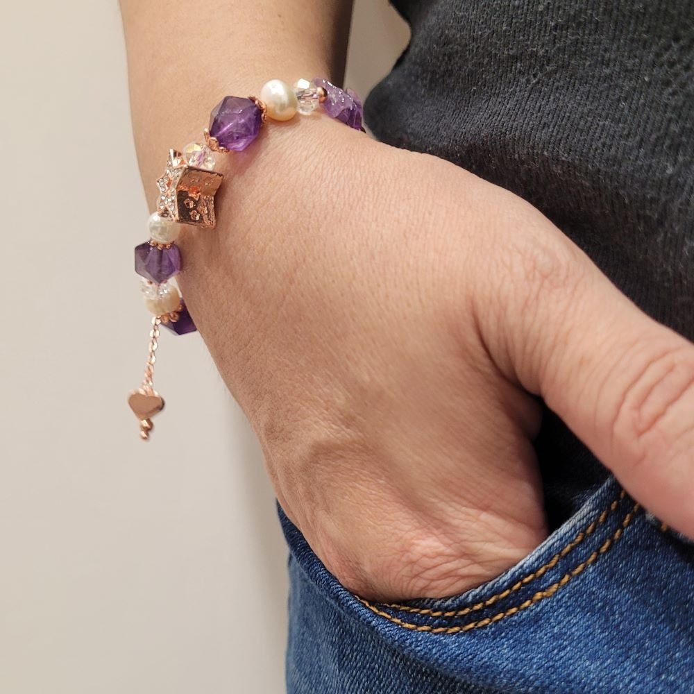 【甜姐兒】小眾設計典雅水晶手鍊 紫水晶 珍珠 水晶 手串 手鍊 DIY 設計款 材料珠 天然水晶 水晶手鍊 飾品 手環-細節圖10
