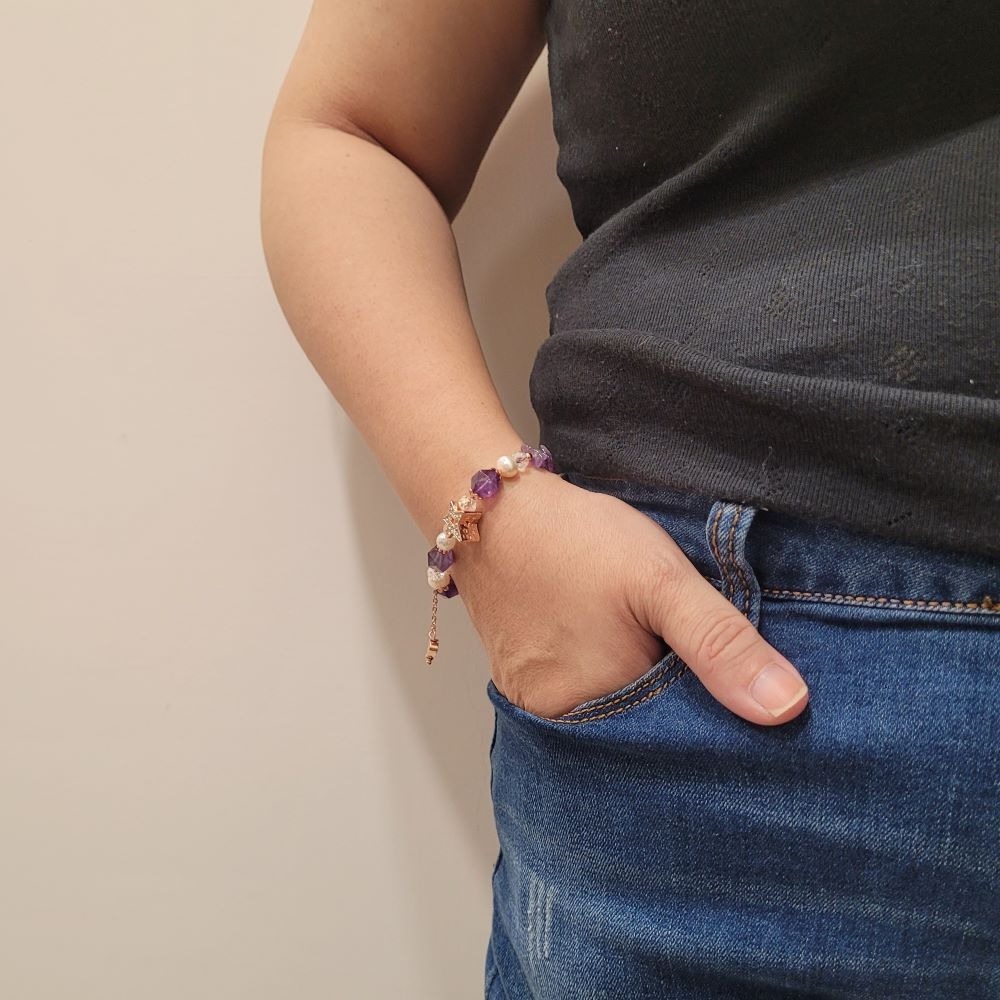 【甜姐兒】小眾設計典雅水晶手鍊 紫水晶 珍珠 水晶 手串 手鍊 DIY 設計款 材料珠 天然水晶 水晶手鍊 飾品 手環-細節圖11
