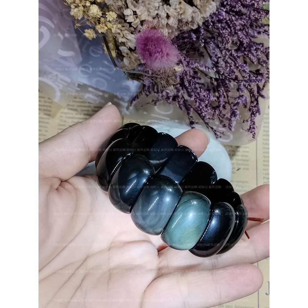 【甜姐兒】黑曜石手排手鍊 水晶 手珠 手串 手排 DIY 設計款 材料珠 圓珠 天然水晶 水晶手鍊 水晶串珠 飾品 手環-細節圖2