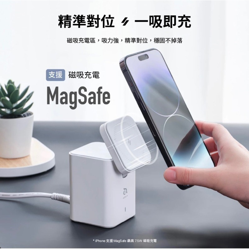 【公司現貨】ADAM 亞果元素 Mag 4 GaN 30W 四合一電源供應器 氮化鎵 充電器 MagSafe-細節圖4