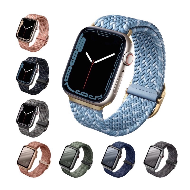 【公司現貨】UNIQ Apple Watch 雙色防潑水高彈力編織錶帶 38/40/41/42/44/45mm-細節圖2