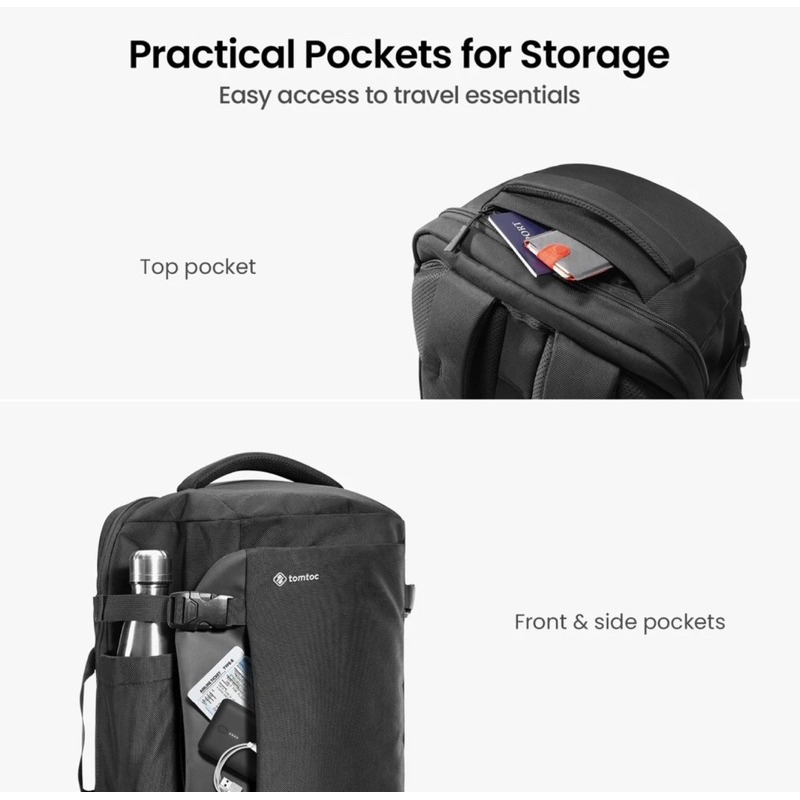 【公司現貨】 Tomtoc 城市旅人 後背包 黑 包包 電腦包 出國旅行包 背包-細節圖9
