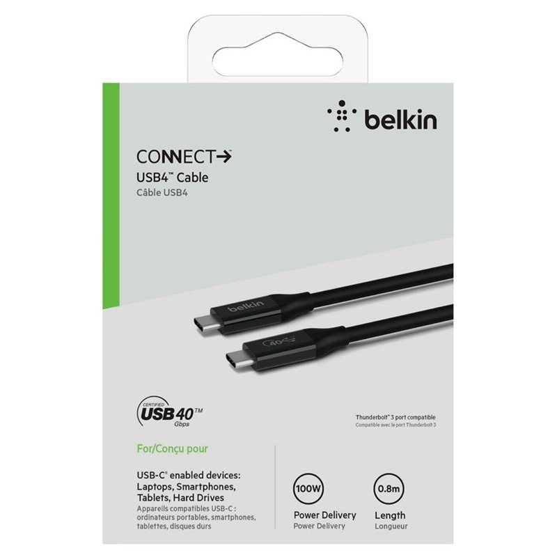 【公司現貨】美國 貝爾金 Belkin USB 4/Thunderbolt 3 100W USB C 高速傳輸線-細節圖9