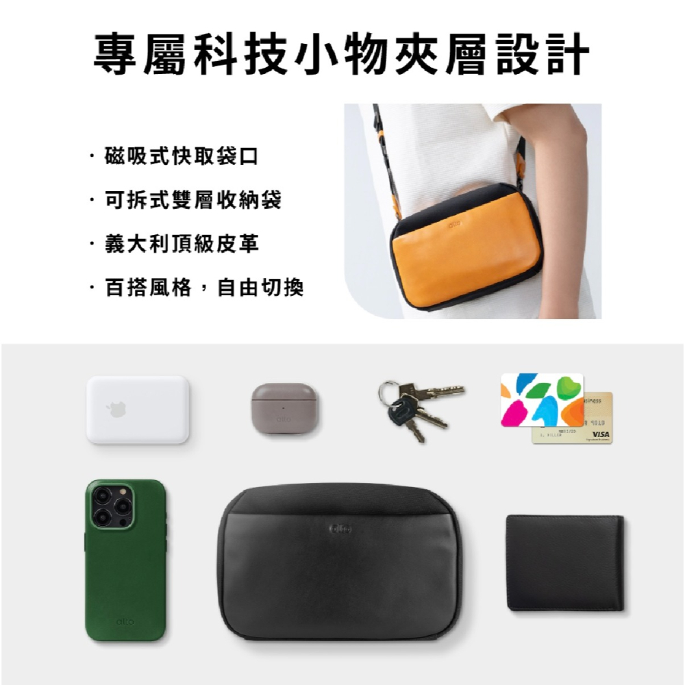 【3C博士】Alto 輕旅行者皮革隨身包 嘖嘖募資質感商品 收納包 義大利皮革 科技小物收納 磁吸收納-細節圖4