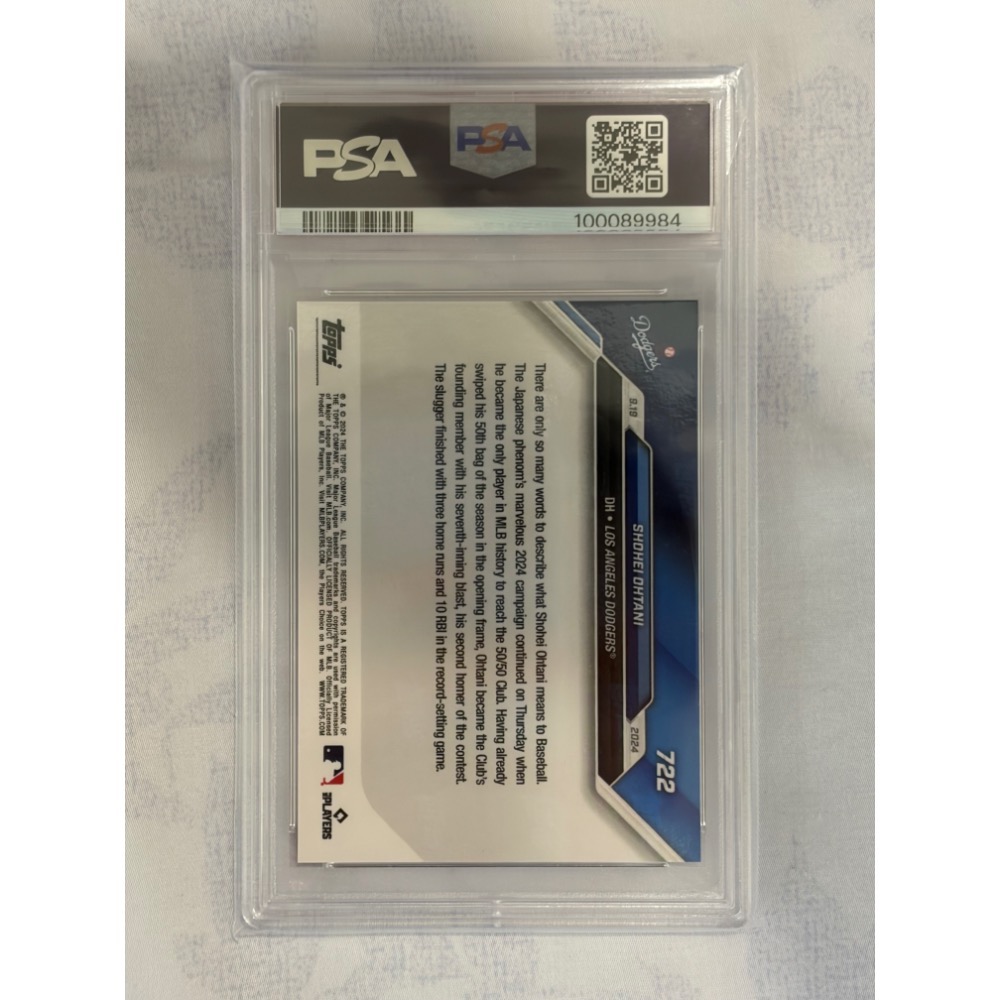Topps Now#722 MLB 2024球員卡 大谷翔平 成為 MLB 歷史上第一位 50/50球員PSA10鑒定卡-細節圖2