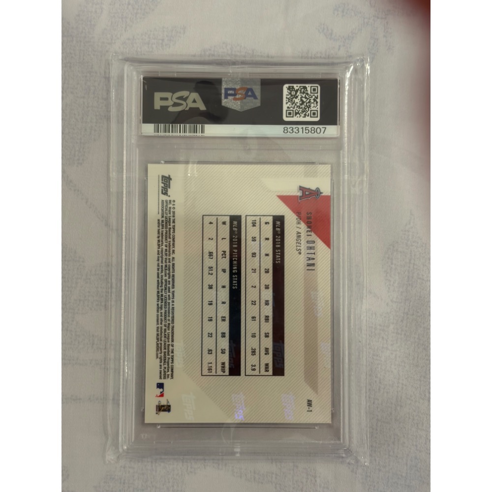 2018 TOPPS NOW O/S#AW-1 大谷翔平AWARD WINNER(RC)PSA10鑑定卡-細節圖2