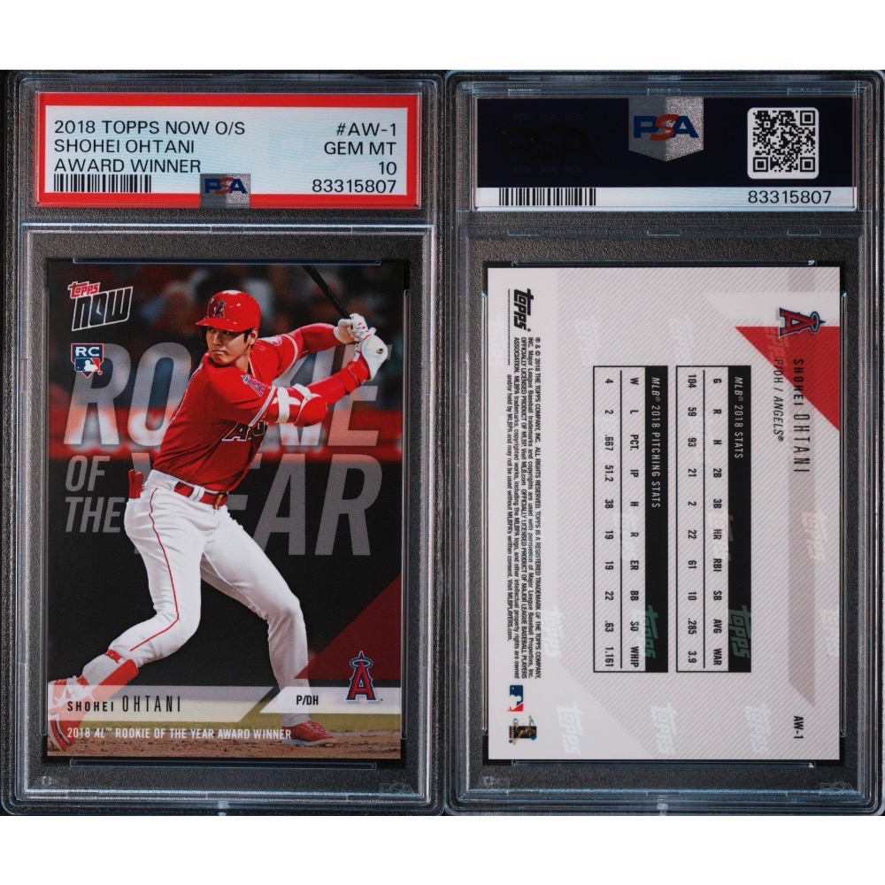 2018 TOPPS NOW O/S#AW-1 大谷翔平AWARD WINNER(RC)PSA10鑑定卡-細節圖3