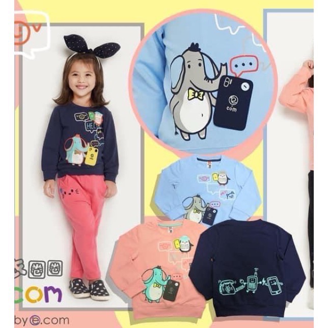 大象企鵝通電話上衣 深藍色