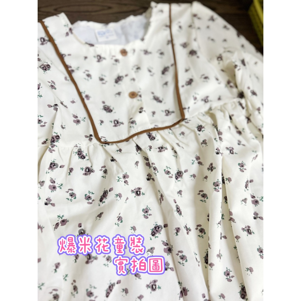 小碎花長袖上衣 現貨 薄長袖 長版上衣 爆米花童裝-細節圖3
