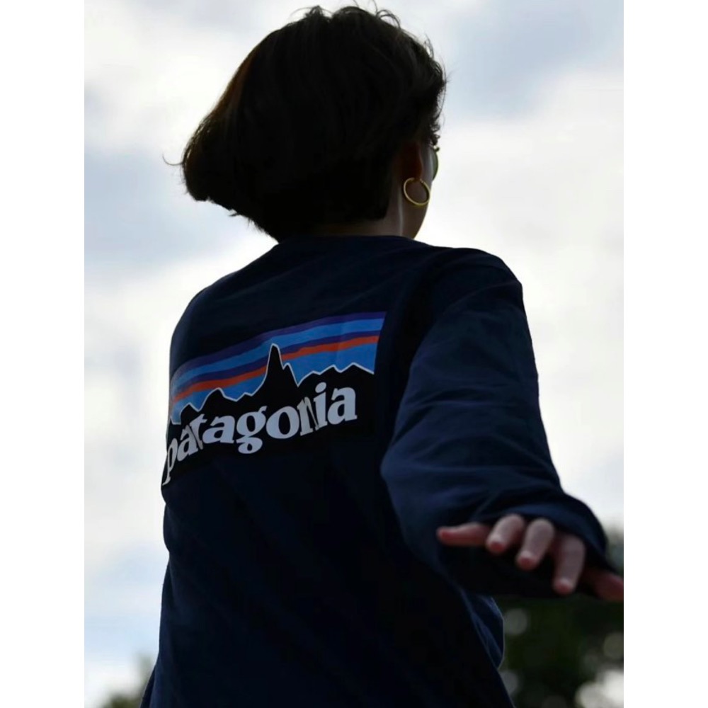 ❤️星光衫悅❤️PATAGONIA 山脈印花長袖T恤男女同款戶外露營運動休閒打底t圓領衛衣a14-細節圖8