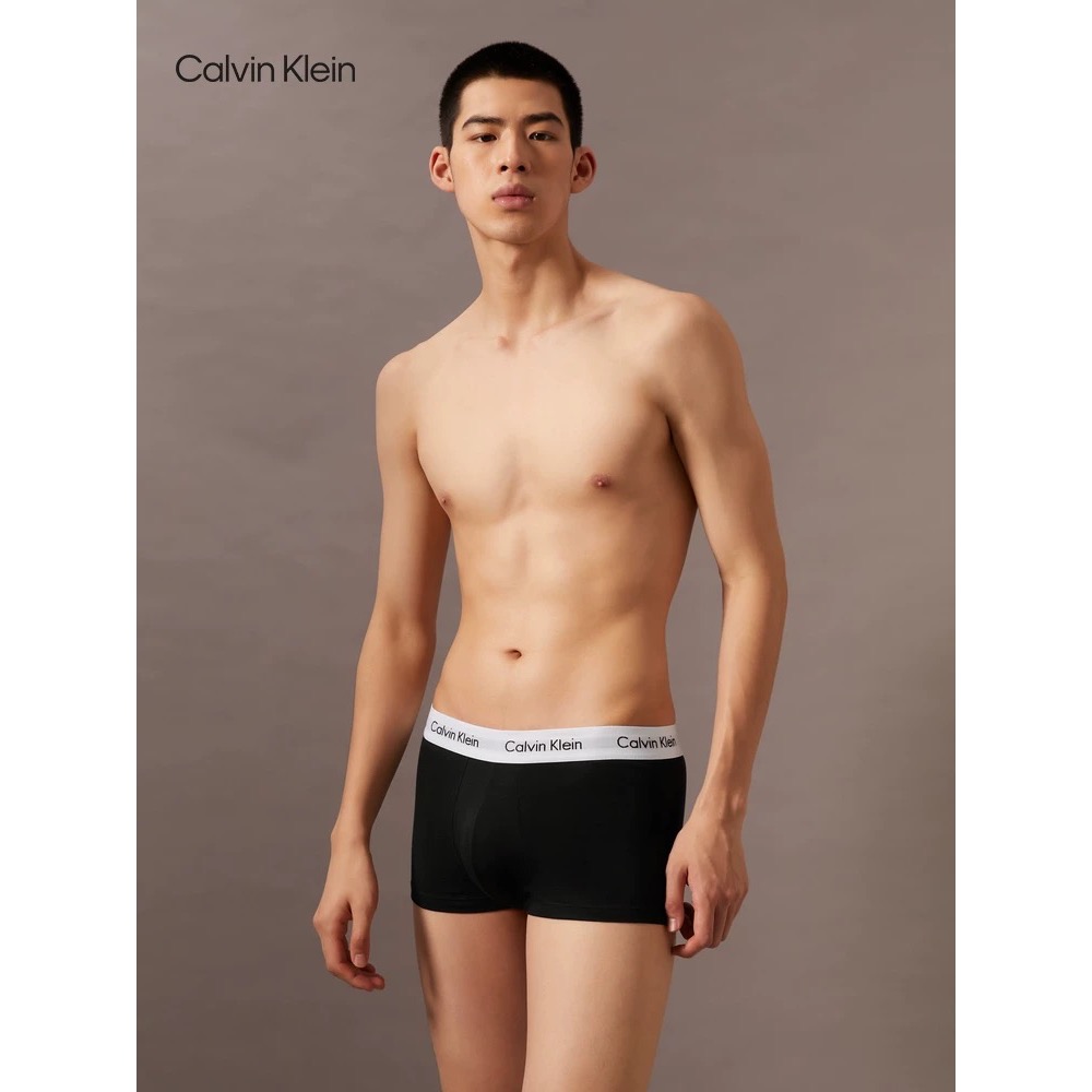 ❤️星光衫悅❤️Calvin Klein內衣男士三條裝循環提花腰邊透氣防夾臀棉質低腰平角內褲a17-細節圖2