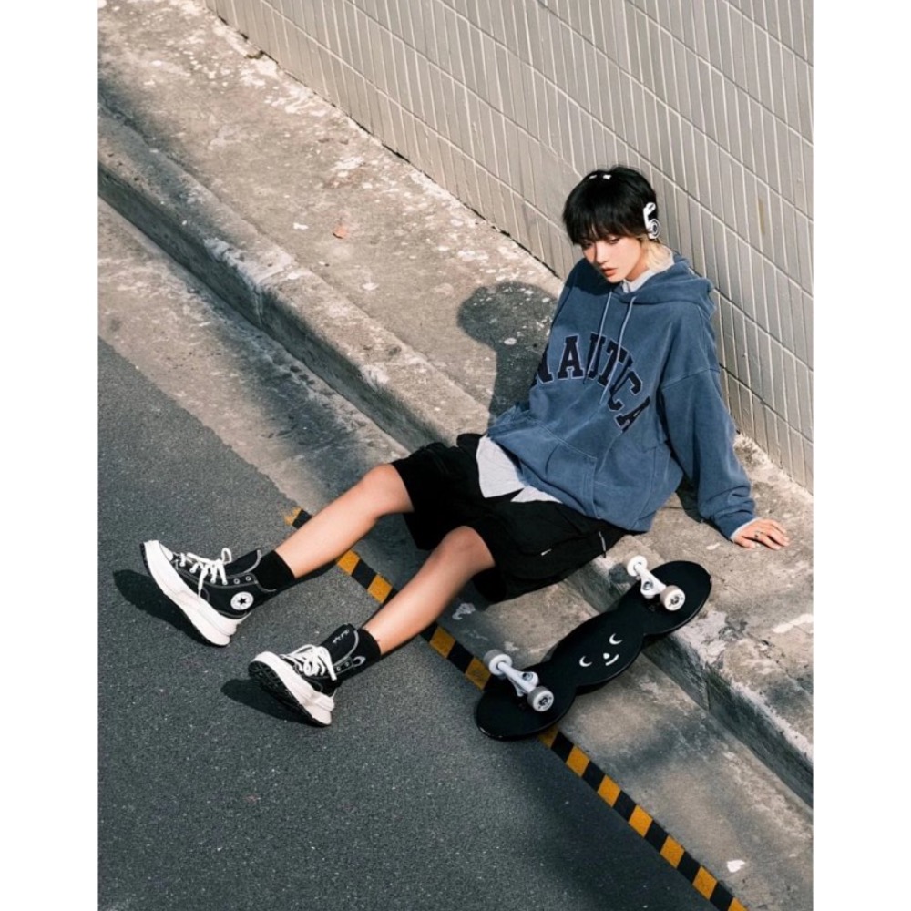 ❤️星光衫悅❤️Nautica長谷川 大刺繡字母Logo廓形寬鬆版型水洗純棉毛圈長袖套頭帽衫水洗卡其經典必入款a24-細節圖7