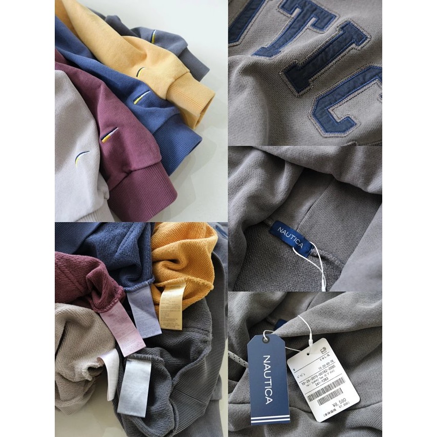 ❤️星光衫悅❤️Nautica長谷川 大刺繡字母Logo廓形寬鬆版型水洗純棉毛圈長袖套頭帽衫水洗卡其經典必入款a24-細節圖9